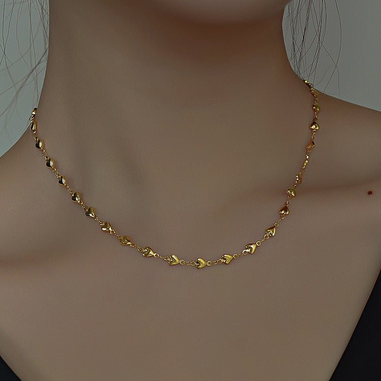 Fashionable Hundred-Tower Heart-Shaped Chain Titanium Steel Necklace Luxe And Elegant