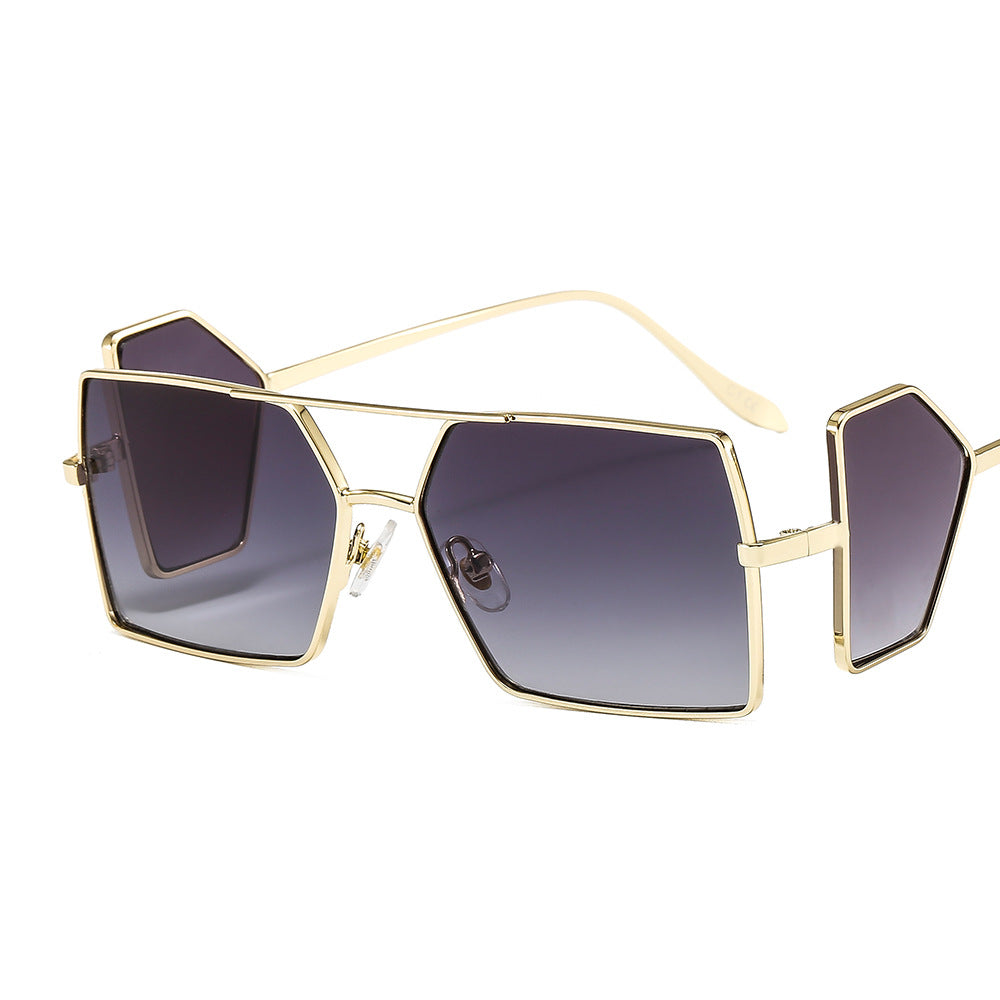 Male And Female Personality Metal Side Blocking Lens Square Sunglasses