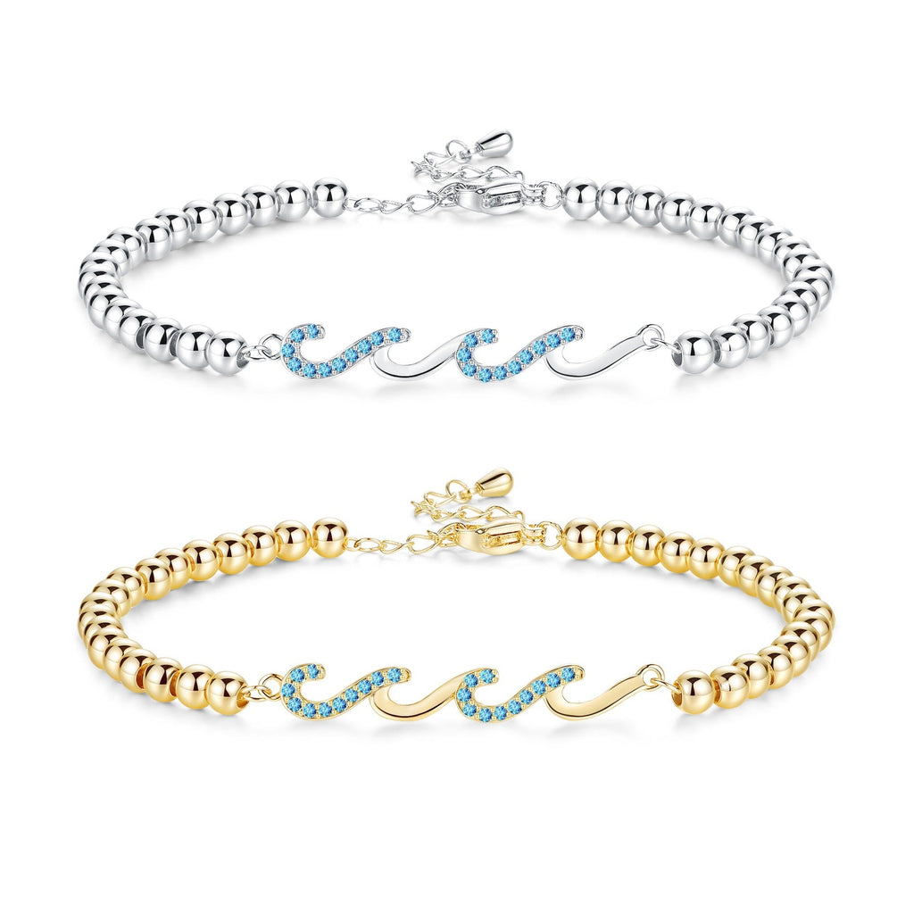 Diamond-studded Wave Bracelet For Women