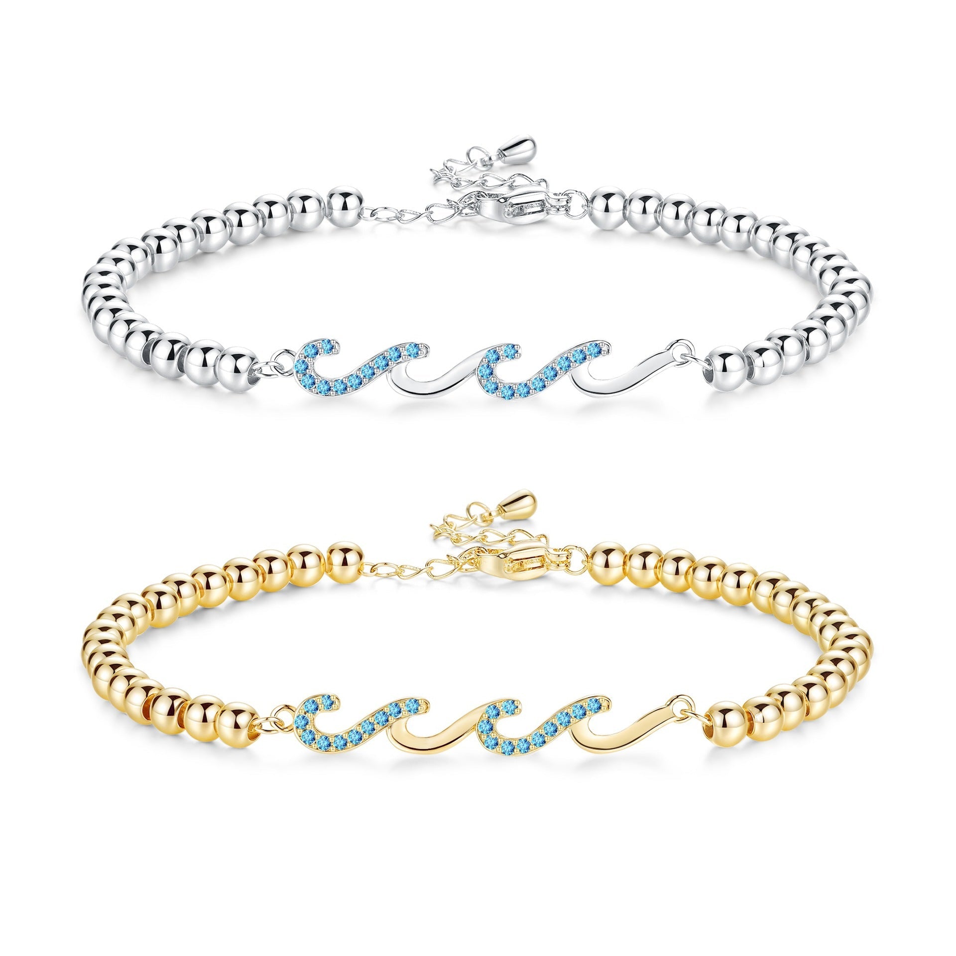 Diamond-studded Wave Bracelet For Women