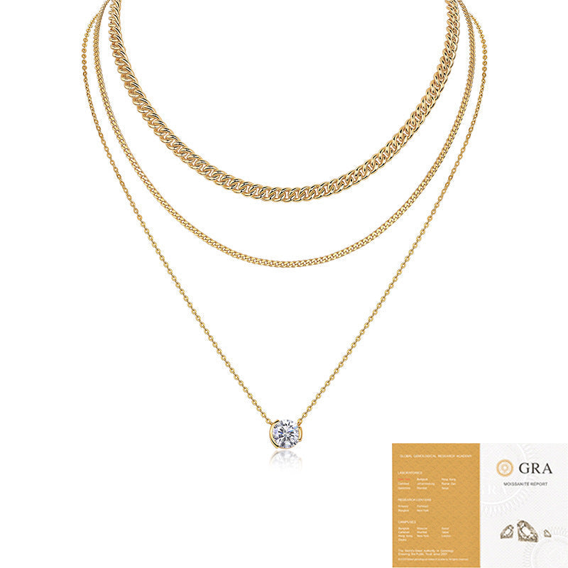 925 Silver European And American Twin Clavicle Chain Necklace