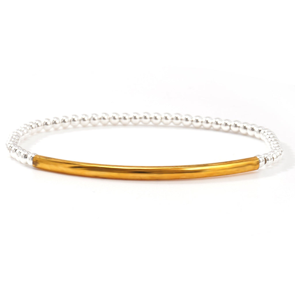 Metal Bead Bracelet With Contrasting Color Patchwork
