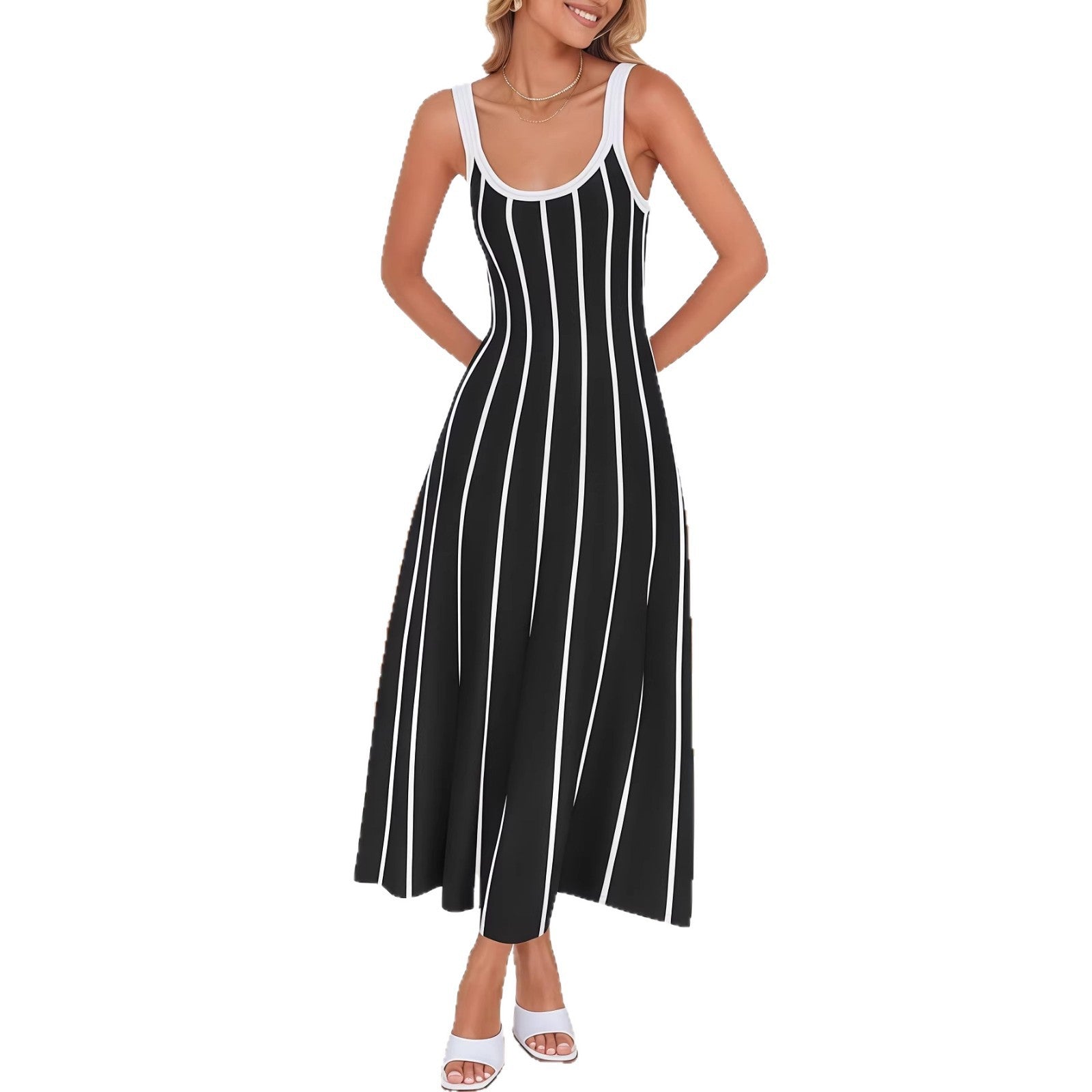 Womens Striped Slip Dress