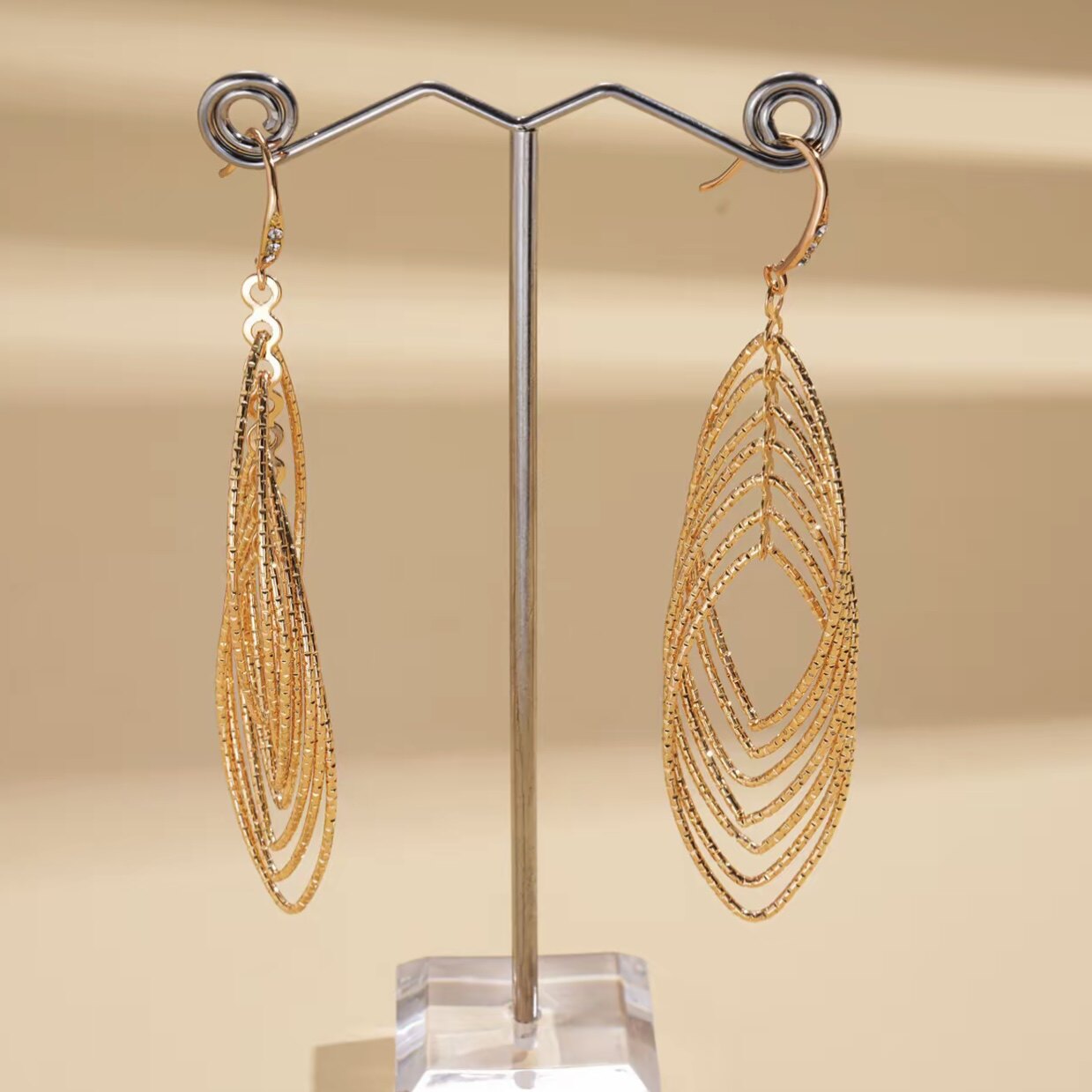 Fine Silver Layered Teardrop Dangle Earrings - Hypoallergenic Lightweight Openwork Filigree Drop Earrings For Women, Elegant Statement Jewelry For Daily & Party