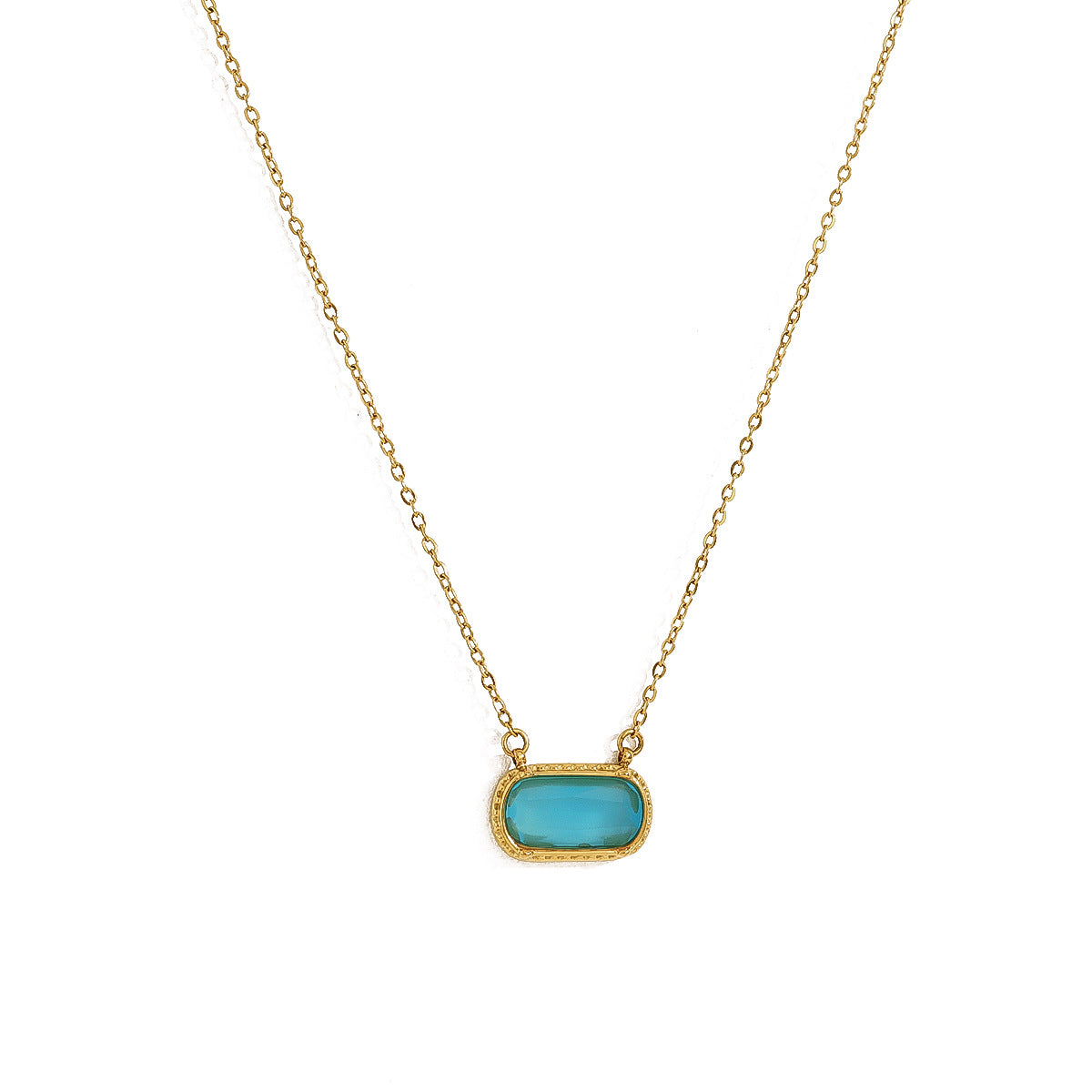 Oval Versatile Necklace For Women Square Pendant With Inlay